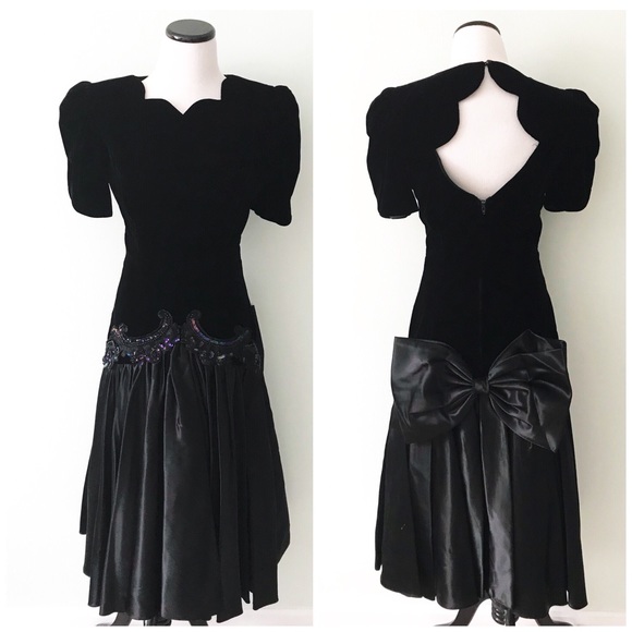 Karen Lucas for Nikki Dresses & Skirts - Vintage Niki Black velvet Prom Dress 80’s 90’s